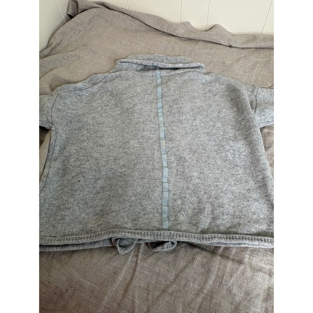 Brochu Walker 100% Cashmere Cardigan Grey Shawl Collar Cropped Open Front M - Picture 9 of 11